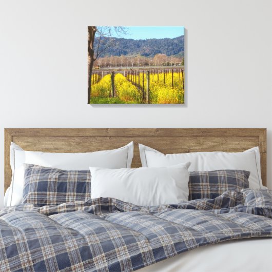 Veldmosterd bij Vineyard Canvas Afdruk (Insitu (Slaapkamer))