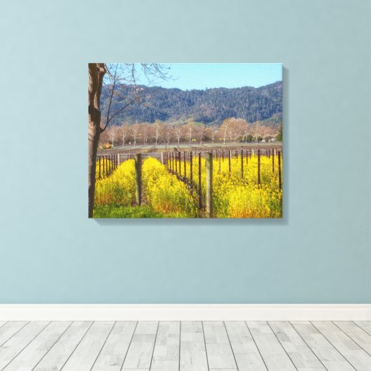 Veldmosterd bij Vineyard Canvas Afdruk (Insitu (Houten vloer))