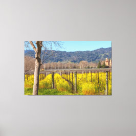 Veldmosterd bij Vineyard Canvas Afdruk