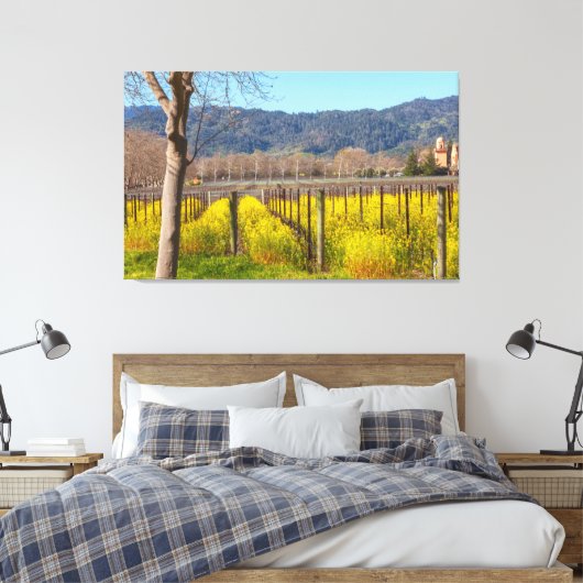 Veldmosterd bij Vineyard Canvas Afdruk (Insitu (Slaapkamer))