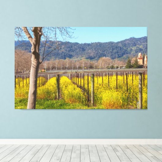 Veldmosterd bij Vineyard Canvas Afdruk (Insitu (Houten vloer))