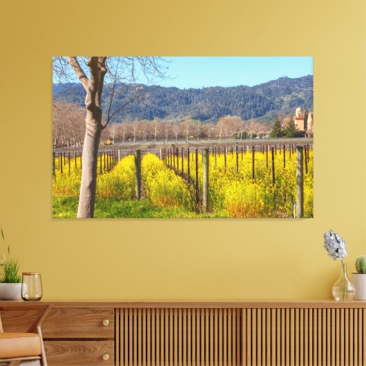 Veldmosterd bij Vineyard Canvas Afdruk (Insitu (Woonkamer))