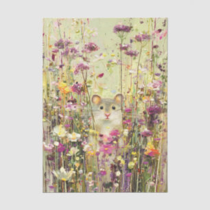 Veldmuis in Weide met Wilde Bloemen EE6R Découpage Tissuepapier