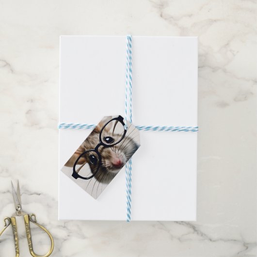 Veldmuis met bril cadeaulabel (Met Touw)
