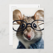 Veldmuis met bril feestdagenkaart (Voorkant / Achterkant)