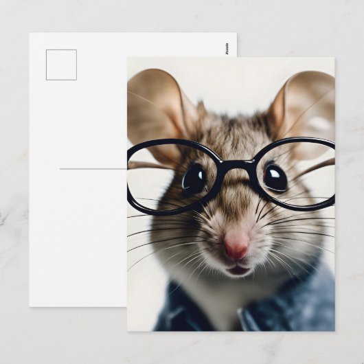Veldmuis met bril feestdagenkaart (Voorkant / Achterkant)
