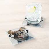 Veldmuis met bril glazen onderzetter (Schuin)