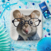 Veldmuis met bril papieren bordje (Feest)