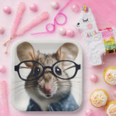 Veldmuis met bril papieren bordje (Feest)