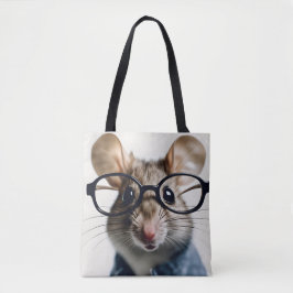 Veldmuis met bril tote bag