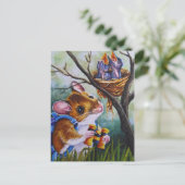 Veldmuis vogelobservatie vindt nestWaterverf kunst Briefkaart (Staand voorkant)