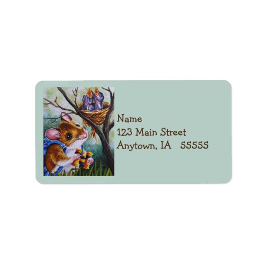 Veldmuis vogelobservatie vindt nestWaterverf kunst Etiket (Voorkant)