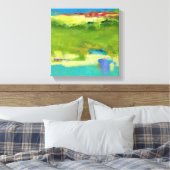 Veldnotities - Abstracte groene kunst Canvas Afdruk (Insitu (Slaapkamer))
