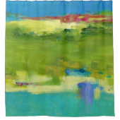 Veldnotities - Abstracte groene kunst Douchegordijn (Voorkant)