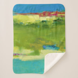 Veldnotities - Abstracte groene kunst Sherpa Deken