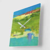 Veldnotities - Abstracte groene kunst Vierkante Klok (Hoek)