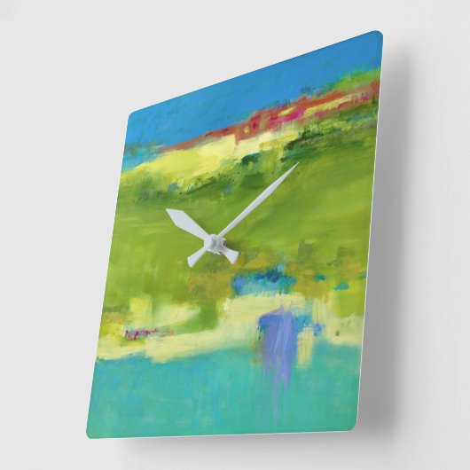 Veldnotities - Abstracte groene kunst Vierkante Klok (Hoek)