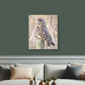 Veldooruil met Woelmuis Canvas Afdruk