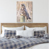 Veldooruil met Woelmuis Canvas Afdruk (Insitu (Slaapkamer))