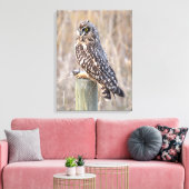 Veldooruil met Woelmuis Canvas Afdruk (Insitu (Woonkamer))