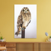 Veldooruil op hekpilaar canvas afdruk (Insitu (Woonkamer))