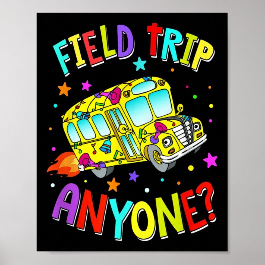 Veldreis iedereen Leerleraar schoolbus terug Poster (Voorkant)