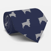 Veldspaniel Dog Silhouettes Pattern Blue Stropdas (Opgerold)