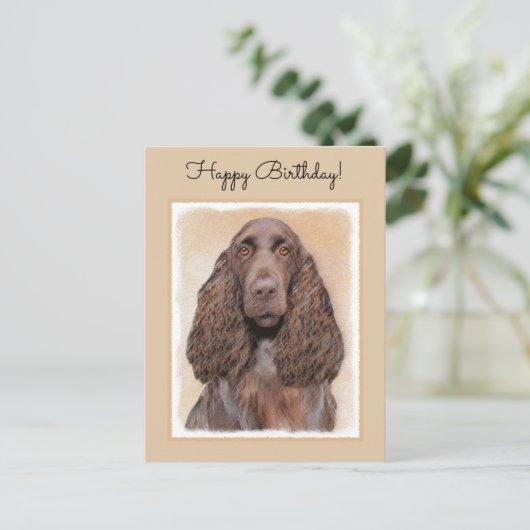 Veldspaniel schilderen - Kute Original Dog Art Briefkaart (Staand voorkant)