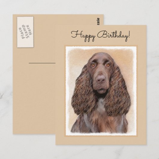 Veldspaniel schilderen - Kute Original Dog Art Briefkaart (Voorkant / Achterkant)