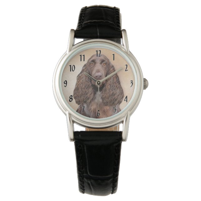 Veldspaniel schilderen - Kute Original Dog Art Horloge (Voorkant)