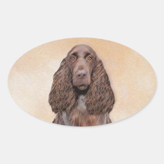 Veldspaniel schilderen - Kute Original Dog Art Ovale Sticker (Voorkant)