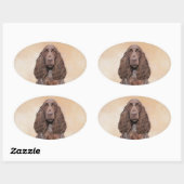 Veldspaniel schilderen - Kute Original Dog Art Ovale Sticker (Vel)