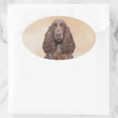Veldspaniel schilderen - Kute Original Dog Art Ovale Sticker (Tas)