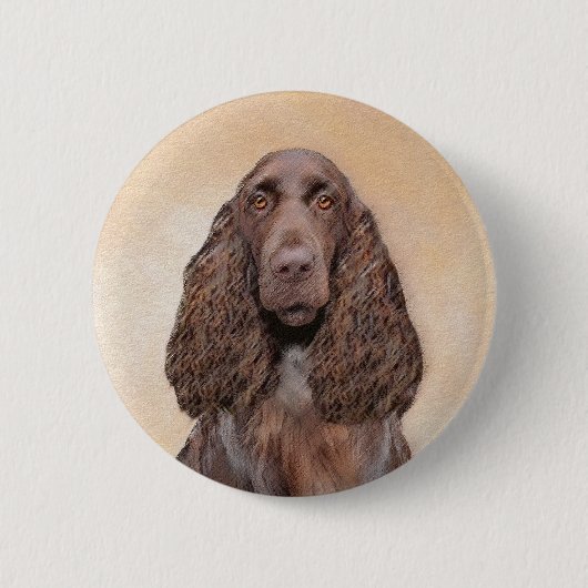 Veldspaniel schilderen - Kute Original Dog Art Ronde Button 5,7 Cm (Voorkant)