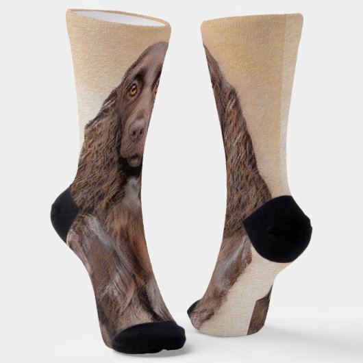 Veldspaniel schilderen - Kute Original Dog Art Sokken (Gebogen)