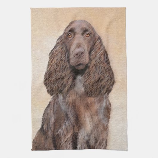 Veldspaniel schilderen - Kute Original Dog Art Theedoek (Verticaal)