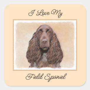 Veldspaniel schilderen - Kute Original Dog Art Vierkante Sticker