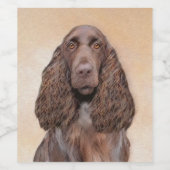 Veldspaniel schilderen - Kute Original Dog Art Wijn Etiket (Enkel label)