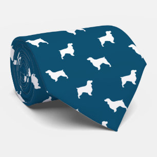 Veldspaniel Silhouettes Patroonblauw en wit Stropdas