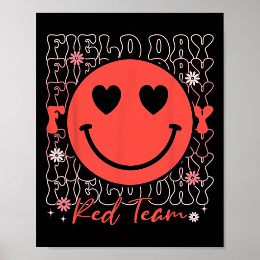 Veldteam Rode Team Lachend Gezicht Veldspelen Kind Poster (Voorkant)