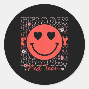 Veldteam Rode Team Smile Face Veldspelen Kinderen Ronde Sticker