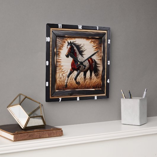 Veldverf: Rustiek Hout Custom Vierkante Klok (Kantoor)