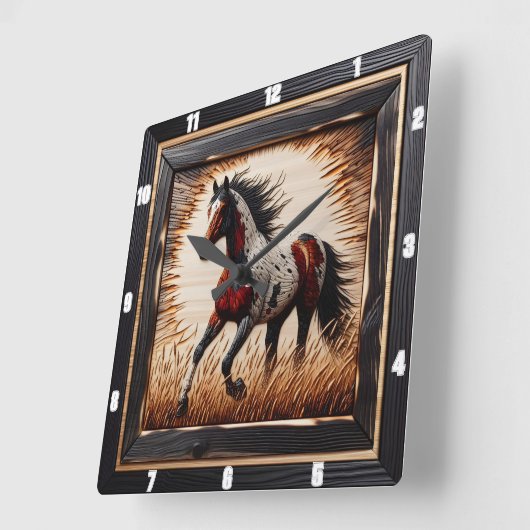 Veldverf: Rustiek Hout Custom Vierkante Klok (Hoek)