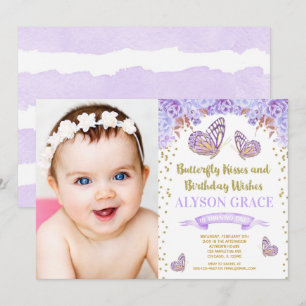 Veldverjaardagsuitnodigingen, foto van paars goud kaart