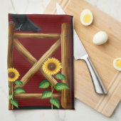 Veldvogels Zonnebloemen Ravens Theedoek (Quarter Fold)