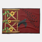 Veldvogels Zonnebloemen Ravens Theedoek (Horizontaal)