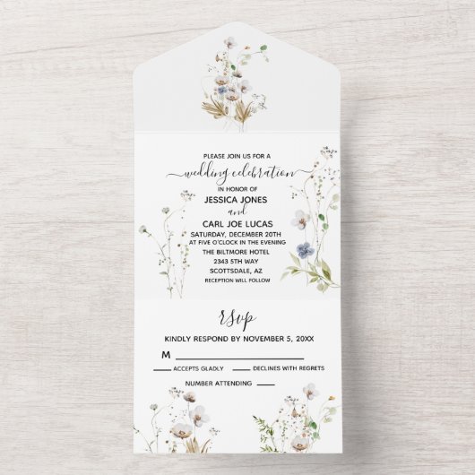 Veldvrije ventilatorWaterverf All In One Uitnodiging (Binnen)