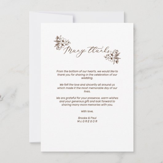 Vele Bedankt Bindende Floral Whimsical Script (Achterkant)