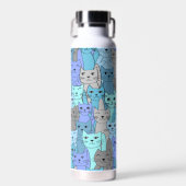 Vele blauw katten met kopervacuüm waterfles (Voorkant)