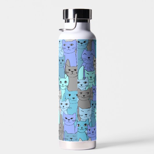 Vele blauw katten met kopervacuüm waterfles (Rechts)